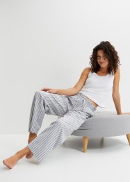 Pyjama met korte, geribde top en geweven chambray broek, bpc bonprix collection