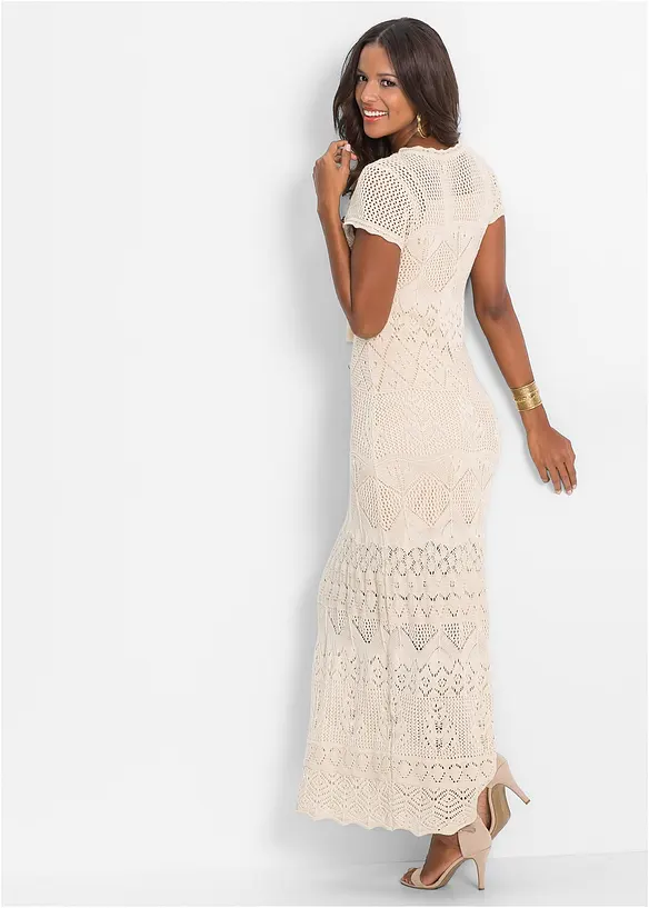 Gebreide jurk met ajourpatroon, bonprix
