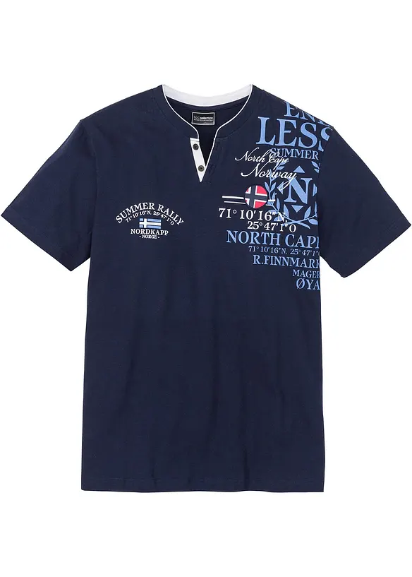 Henley shirt met korte mouwen van biologisch katoen, bonprix