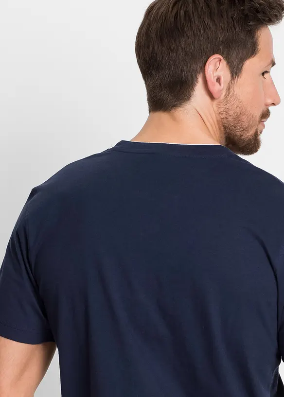 Henley shirt met korte mouwen van biologisch katoen, bonprix