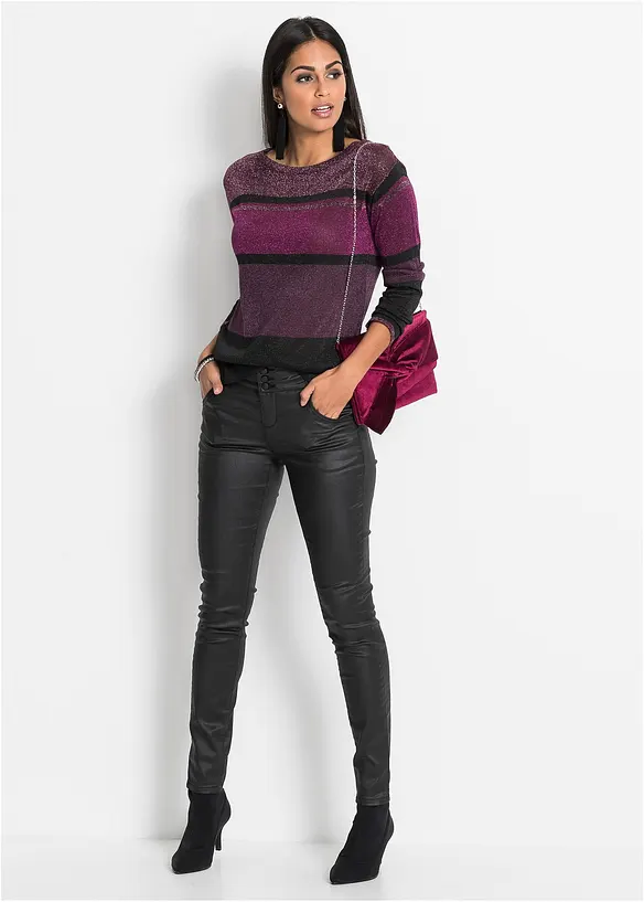 Lurex trui met strepen, bonprix