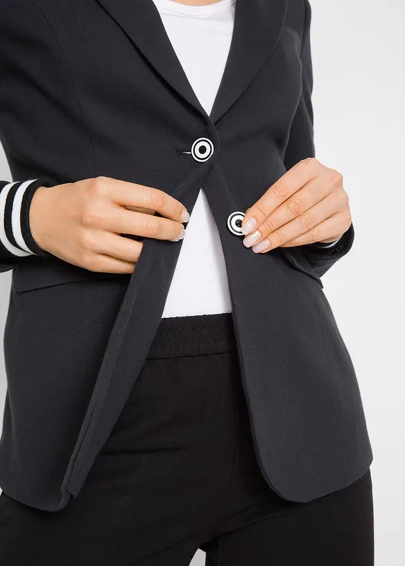 Katoenen blazer met gestreepte details, bonprix