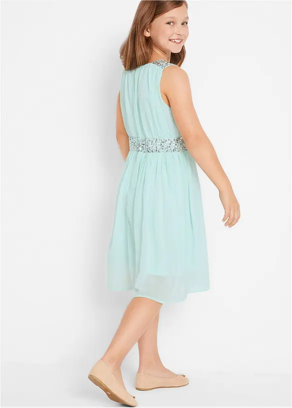 Chiffon meisjes jurk met paillettenband, bonprix