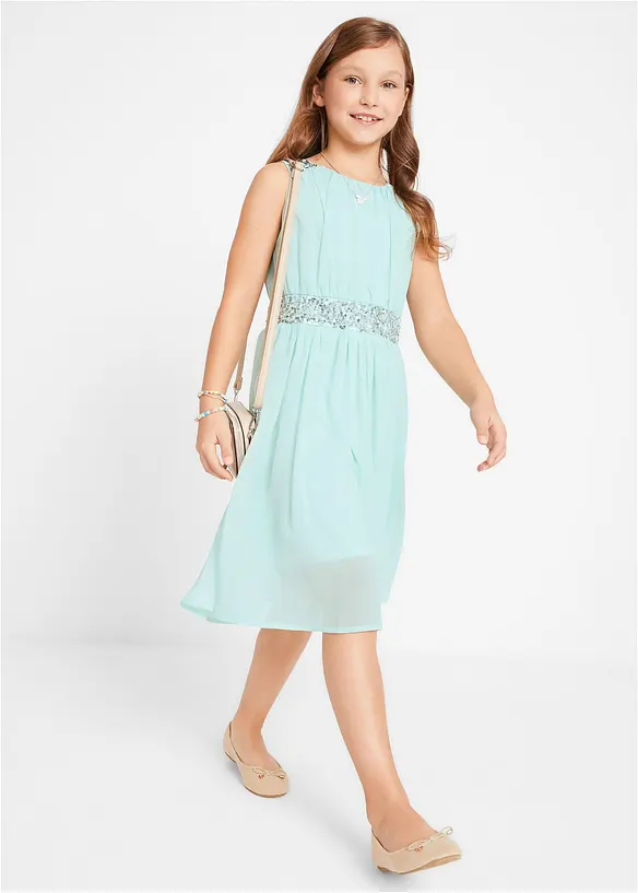 Chiffon meisjes jurk met paillettenband, bonprix