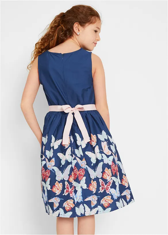 Meisjes jurk in A-lijn met vlinderprint, bonprix
