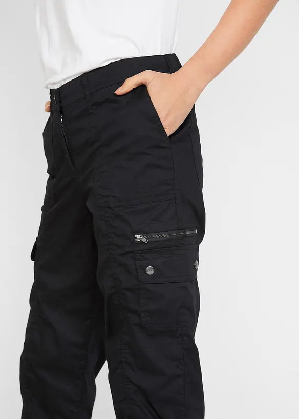 Mid waist cargo jeans in een katoenmix, bonprix