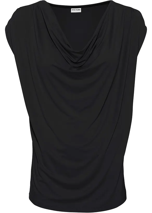 Shirt met watervalhals in een viscosemix, bonprix