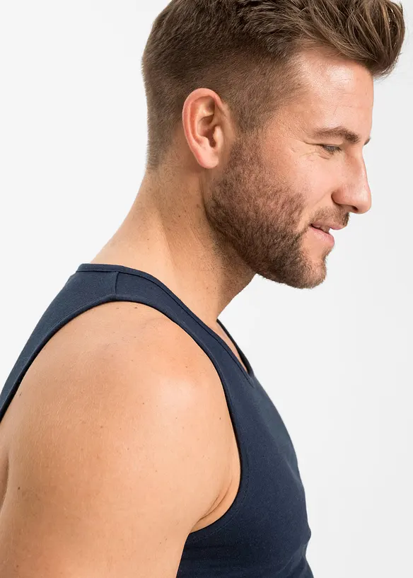 Tanktop van puur katoen (set van 3), bonprix