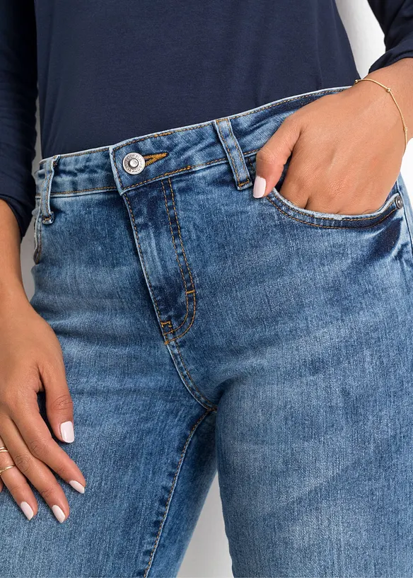 Skinny stretch jeans met mid waist, bonprix