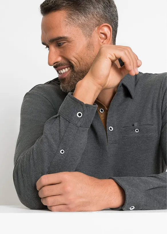 Piqué poloshirt met lange mouwen, bonprix
