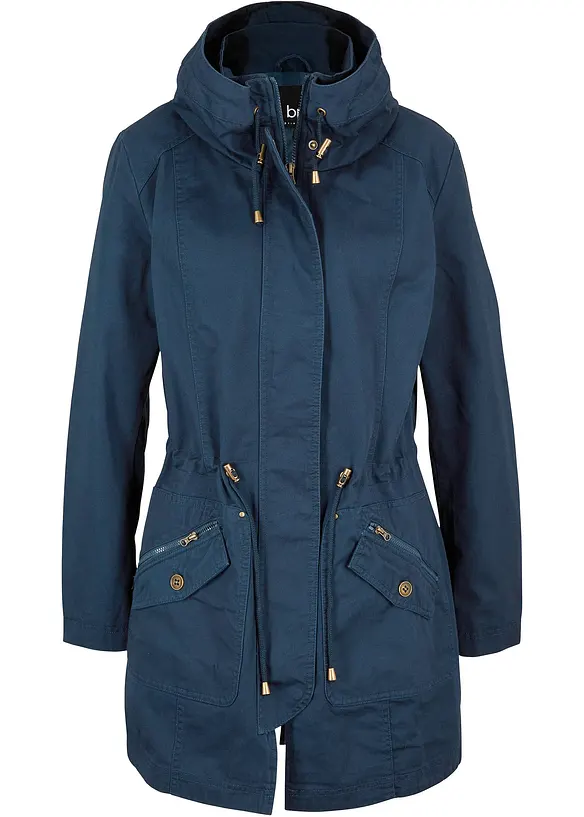 Korte katoenen parka met opstaande kraag, getailleerd, bonprix