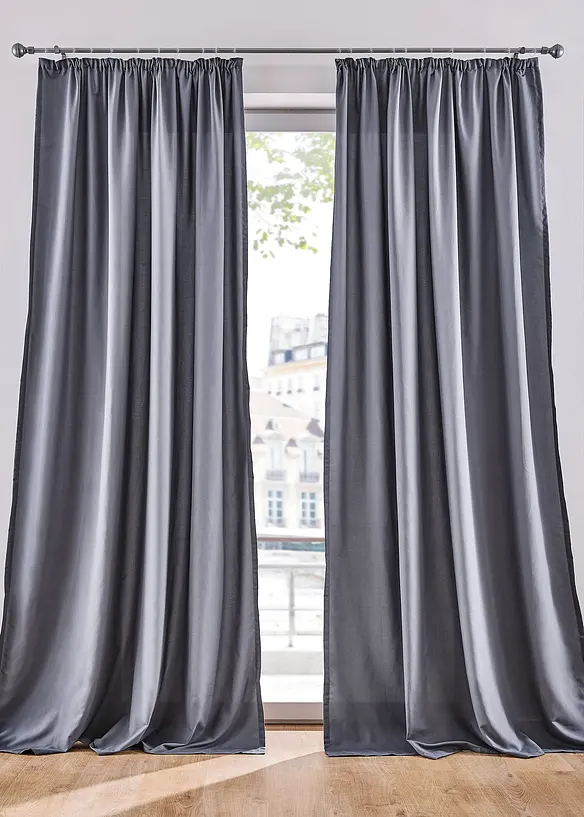 Onderhoudsvriendelijk microvezel gordijn (2 stuks), bonprix