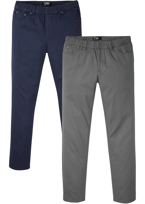 Regular fit instapbroek met comfortabele band, straight (set van 2), bonprix