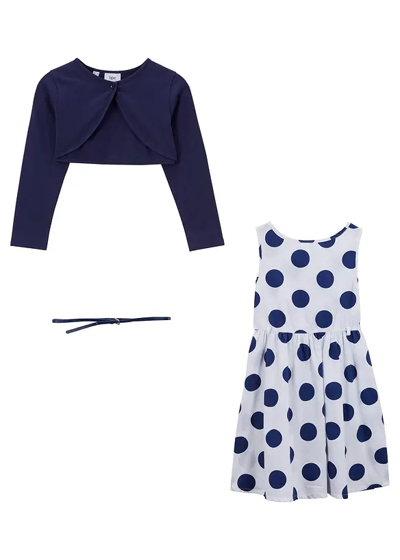 Meisjes jurk, riem en bolero (3-dlg. set), bonprix