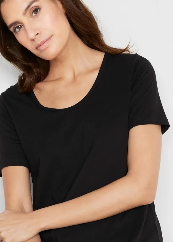 Asymmetrisch longshirt in een katoen-viscosemix, bonprix