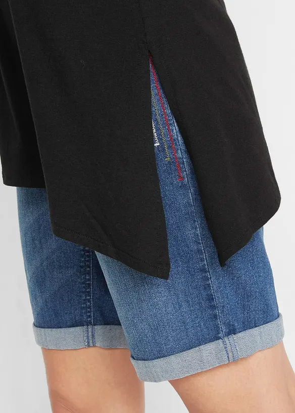 Asymmetrisch longshirt in een katoen-viscosemix, bonprix