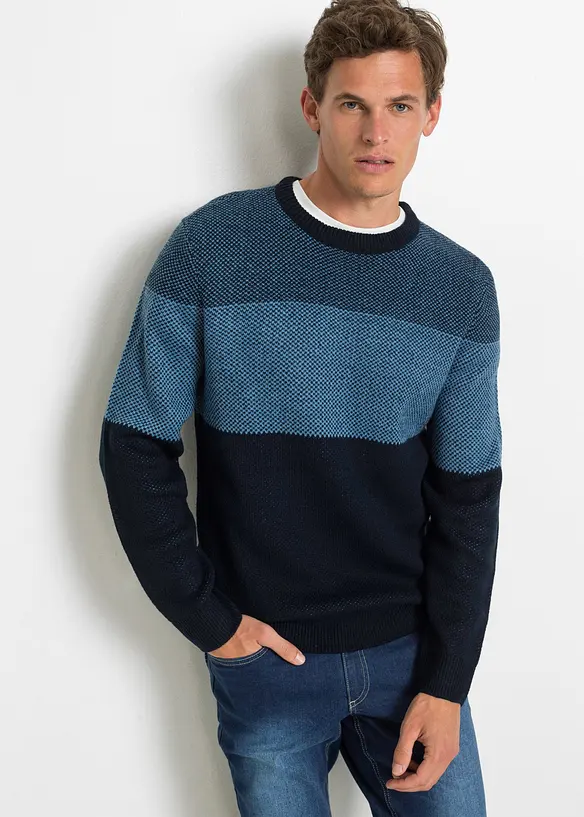 Trui met ronde hals en colourblocking, bonprix