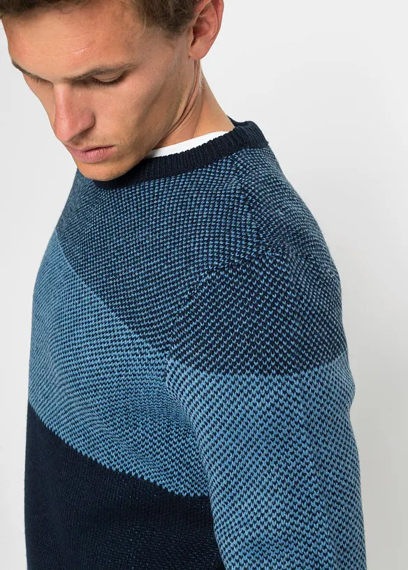 Trui met ronde hals en colourblocking, bonprix