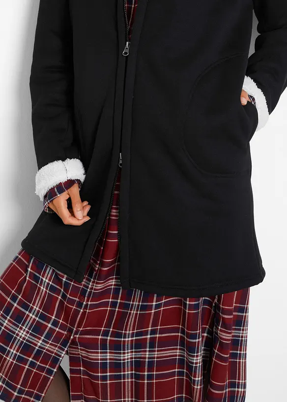 Sweatvest met capuchon en teddy, bonprix