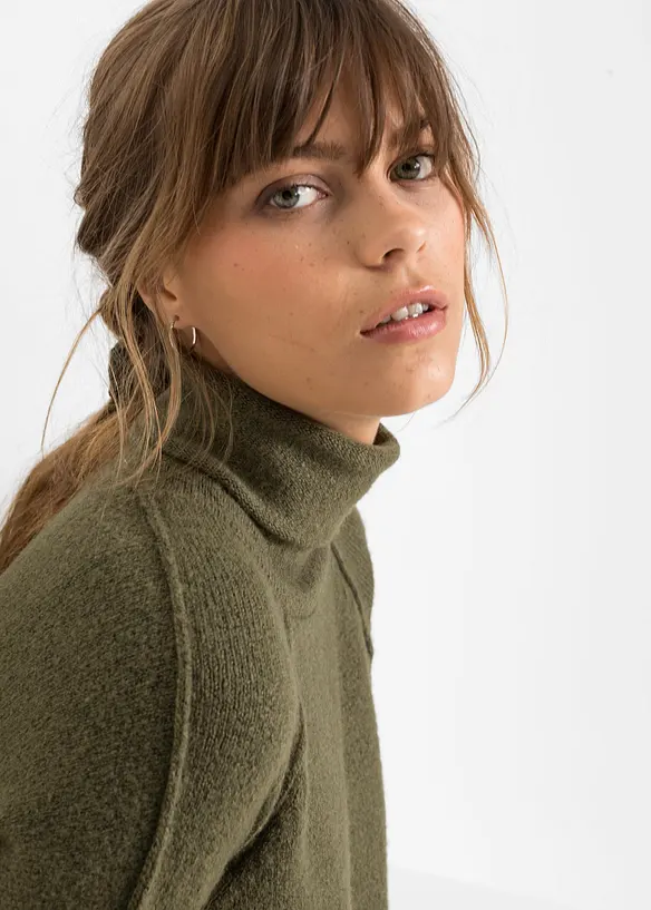 Gebreide jurk met een col, bonprix