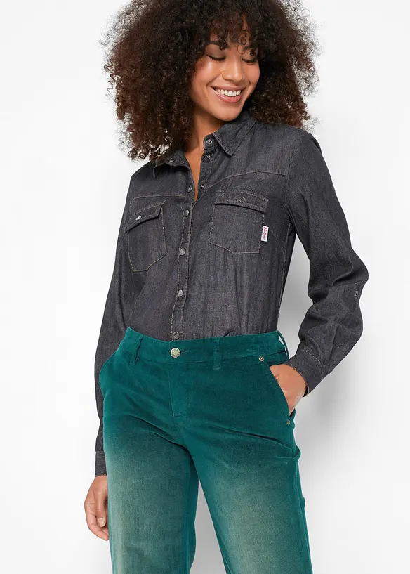 Stretch corduroy broek, wijd, bonprix