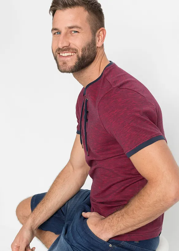 T-shirt met vetersluiting van biologisch katoen, bonprix