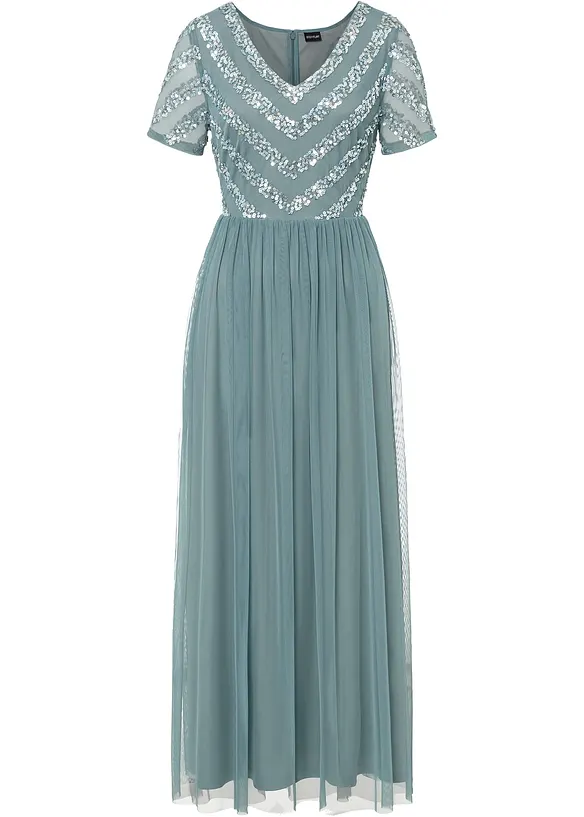 Maxi jurk met lovertjesborduursel, bonprix