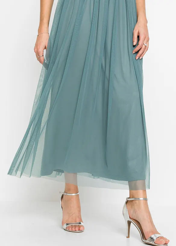 Maxi jurk met lovertjesborduursel, bonprix