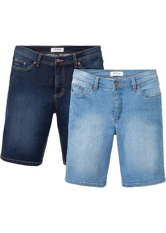 Stretch jeans bermuda, regular fit (set van 2), bonprix