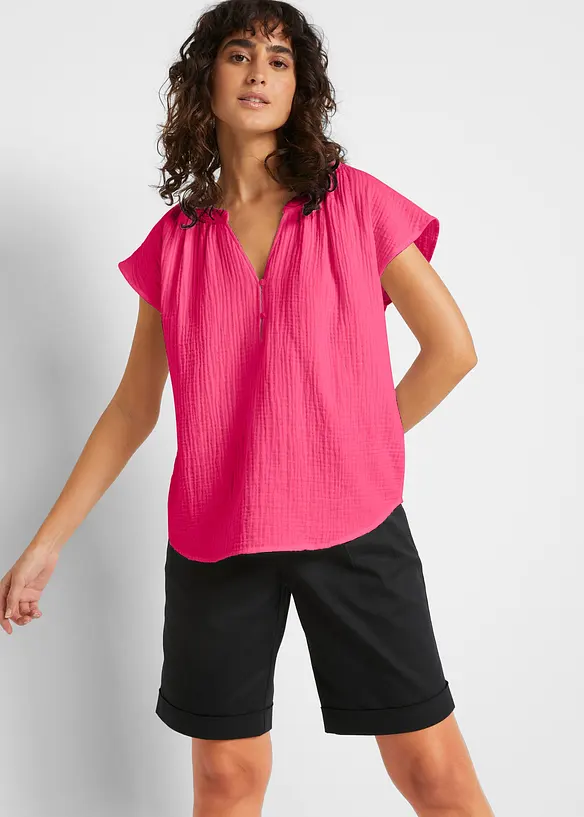 Mousseline blousetop van katoen, bonprix