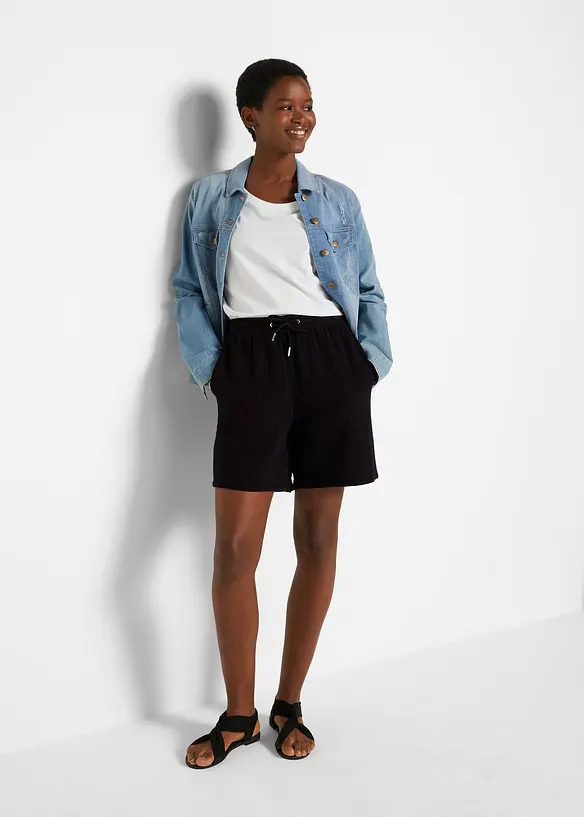 Mousseline short van katoen, bonprix