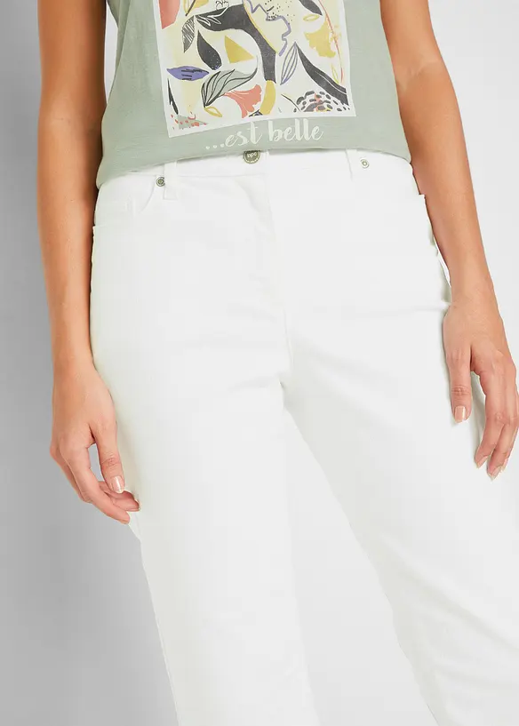 Stretch jeans bermuda met omslag, bonprix