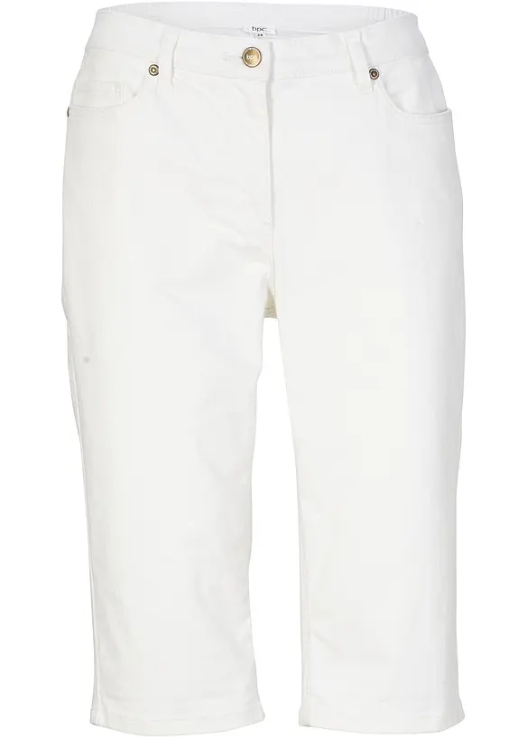 Stretch jeans bermuda met omslag, bonprix