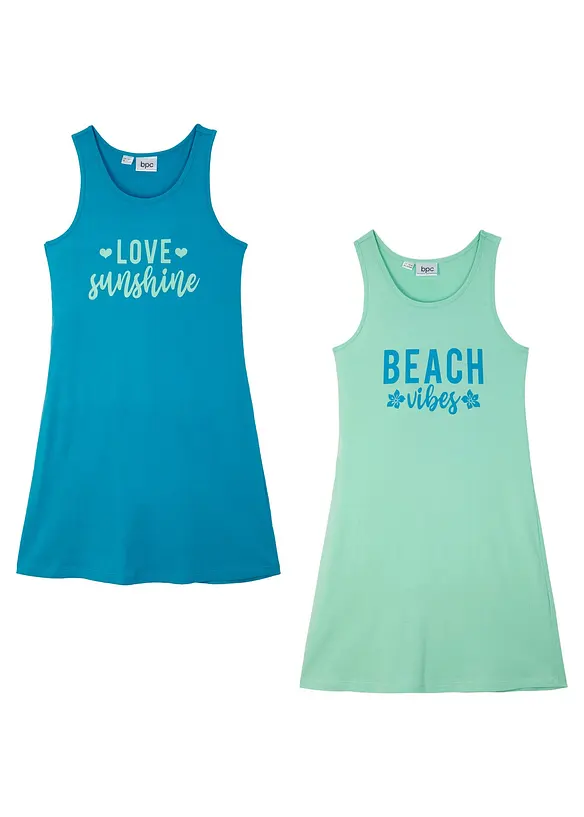 Meisjes jersey jurk (set van 2) van biologisch katoen, bonprix