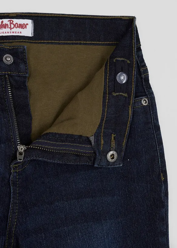 Meisjes thermojeans met jersey voering, mid waist, bonprix