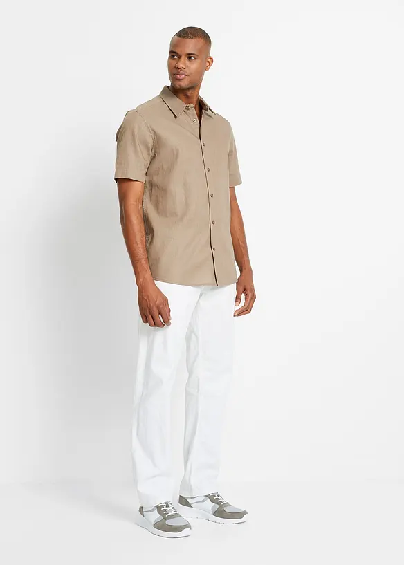 Regular fit instapbroek in een luchtige linnenmix, straight, bonprix