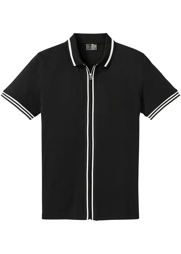 Piqué poloshirt met ritssluiting van katoen, bonprix
