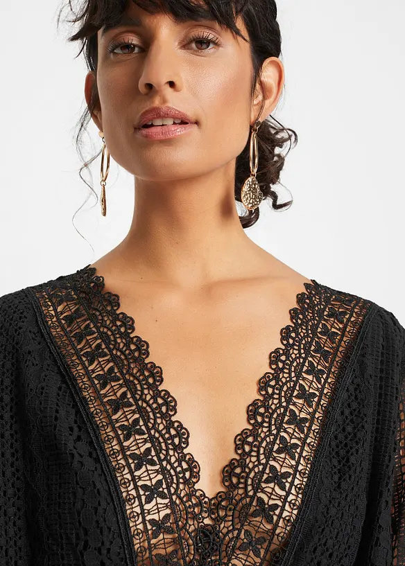 Maxi jurk in gehaakte look, bonprix