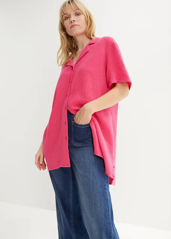 Lange mousseline overhemdblouse, bonprix
