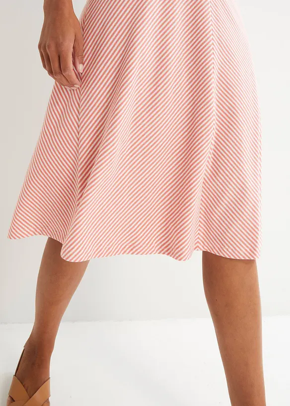 Jersey rok met strepen, knielang, bonprix