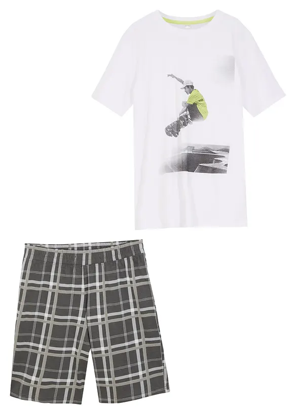 Jongens T-shirt en korte shirtbroek van biologisch katoen (2-dlg. set), bonprix