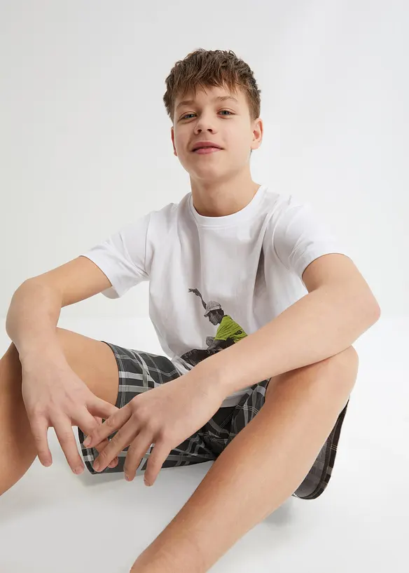 Jongens T-shirt en korte shirtbroek van biologisch katoen (2-dlg. set), bonprix