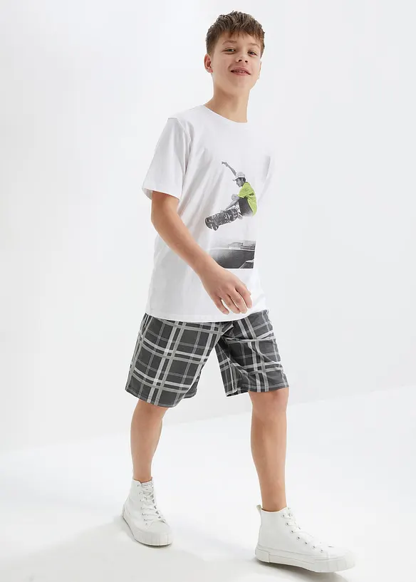 Jongens T-shirt en korte shirtbroek van biologisch katoen (2-dlg. set), bonprix