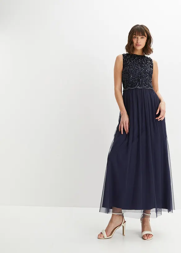 Maxi jurk met paillettenborduurwerk, bonprix