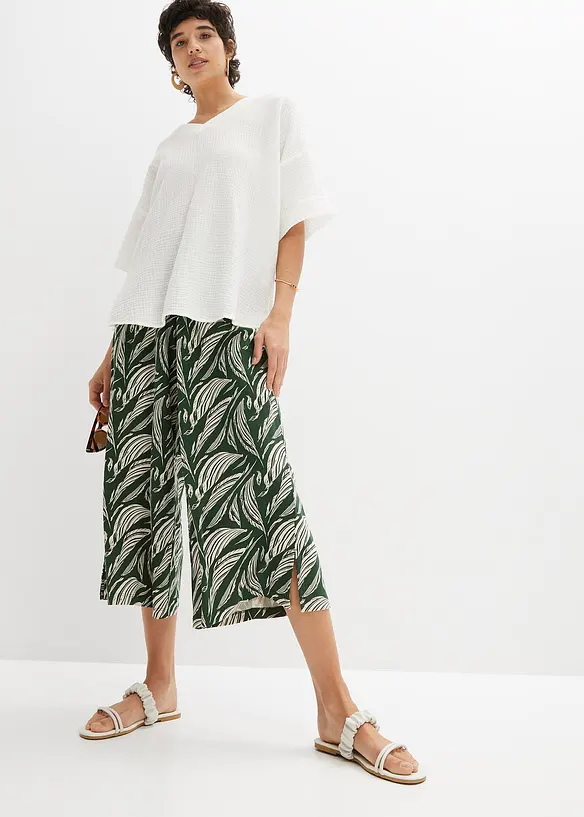 Wijde jersey broek in een katoen-viscosemix, bonprix