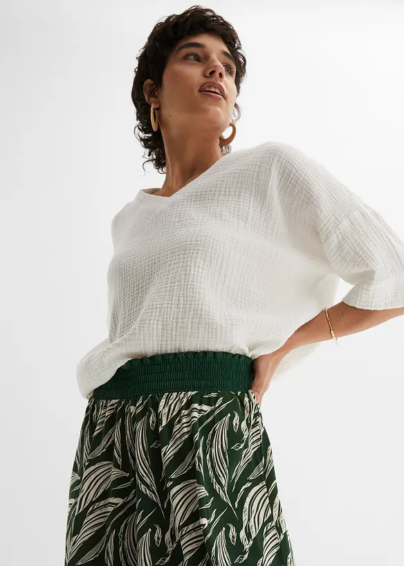 Wijde jersey broek in een katoen-viscosemix, bonprix