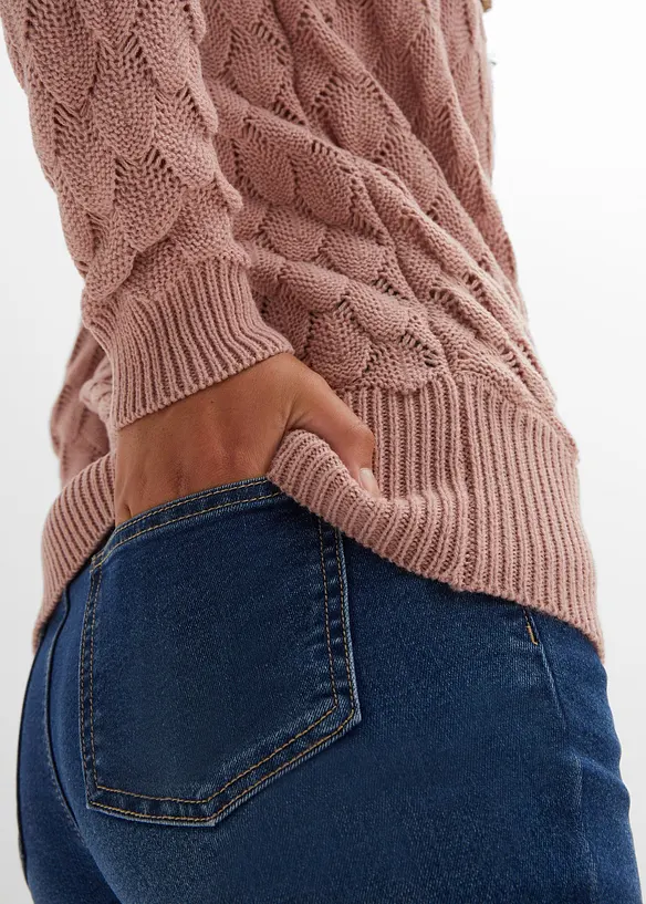 Ajour trui in wikkellook, bonprix
