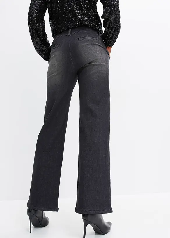 Wide leg jeans met mid waist, bonprix