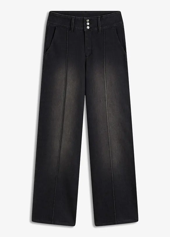 Wide leg jeans met mid waist, bonprix