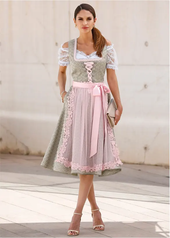 Dirndl blouse met kanten mouwen, bonprix